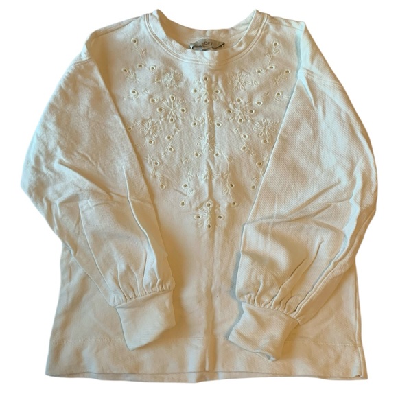 LOFT Sweaters - LOFT cream white eyelet sweatshirt comfy winter long sleeve sweater embroidery